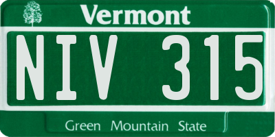 VT license plate NIV315
