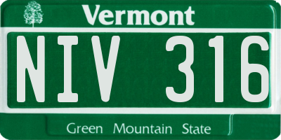 VT license plate NIV316