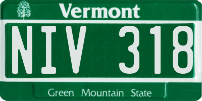 VT license plate NIV318