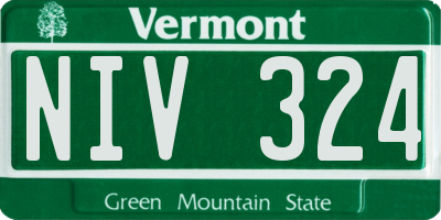 VT license plate NIV324