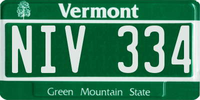 VT license plate NIV334