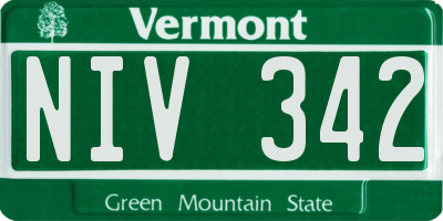 VT license plate NIV342