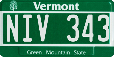 VT license plate NIV343