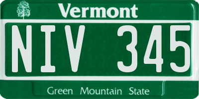 VT license plate NIV345