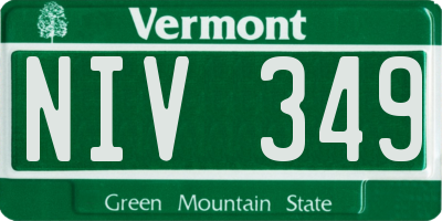VT license plate NIV349
