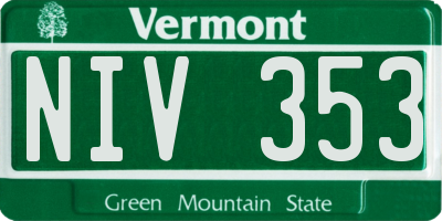 VT license plate NIV353