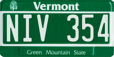 VT license plate NIV354