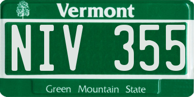 VT license plate NIV355