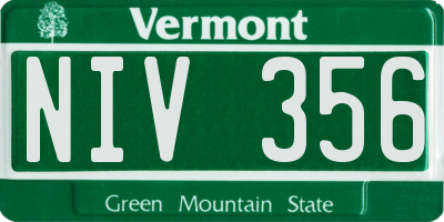 VT license plate NIV356