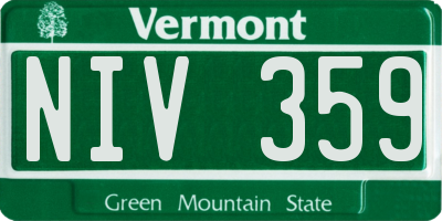 VT license plate NIV359