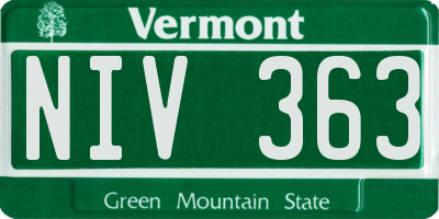 VT license plate NIV363