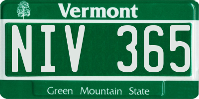 VT license plate NIV365