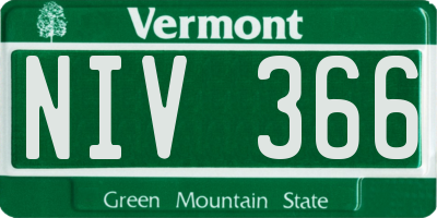 VT license plate NIV366