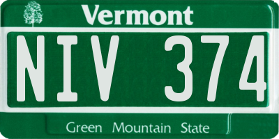 VT license plate NIV374