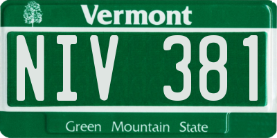 VT license plate NIV381