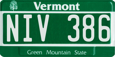 VT license plate NIV386