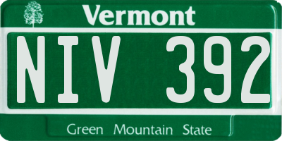 VT license plate NIV392