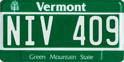 VT license plate NIV409