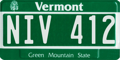 VT license plate NIV412