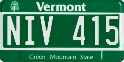 VT license plate NIV415