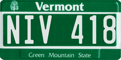 VT license plate NIV418