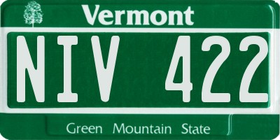 VT license plate NIV422