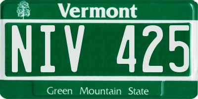 VT license plate NIV425