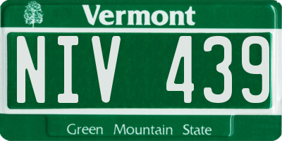 VT license plate NIV439