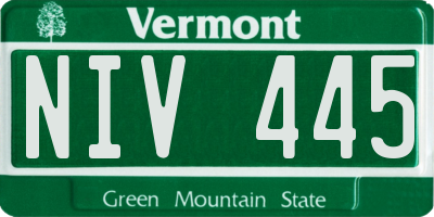VT license plate NIV445