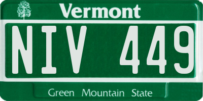 VT license plate NIV449