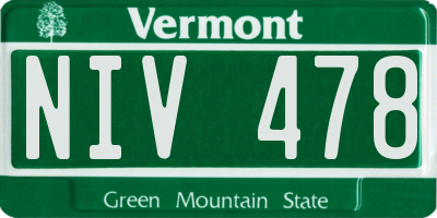 VT license plate NIV478