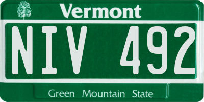 VT license plate NIV492