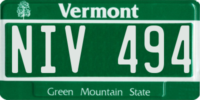 VT license plate NIV494