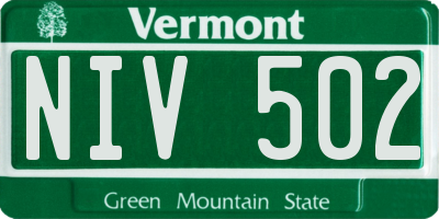 VT license plate NIV502