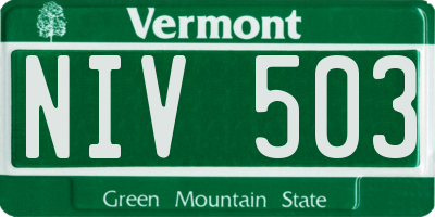 VT license plate NIV503