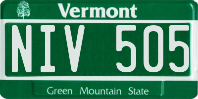 VT license plate NIV505