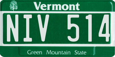 VT license plate NIV514