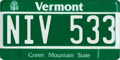 VT license plate NIV533
