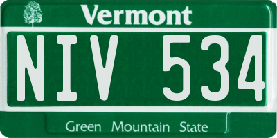 VT license plate NIV534