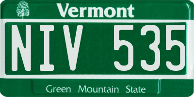VT license plate NIV535