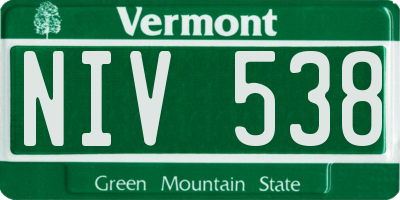 VT license plate NIV538