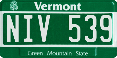 VT license plate NIV539