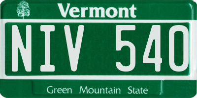 VT license plate NIV540