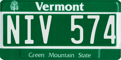 VT license plate NIV574