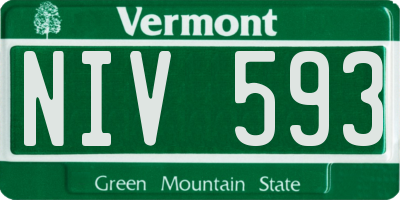 VT license plate NIV593