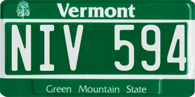 VT license plate NIV594