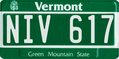 VT license plate NIV617