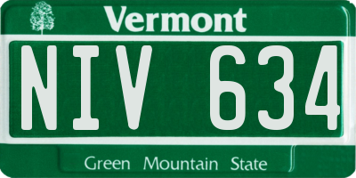 VT license plate NIV634