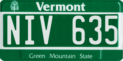 VT license plate NIV635