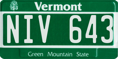 VT license plate NIV643